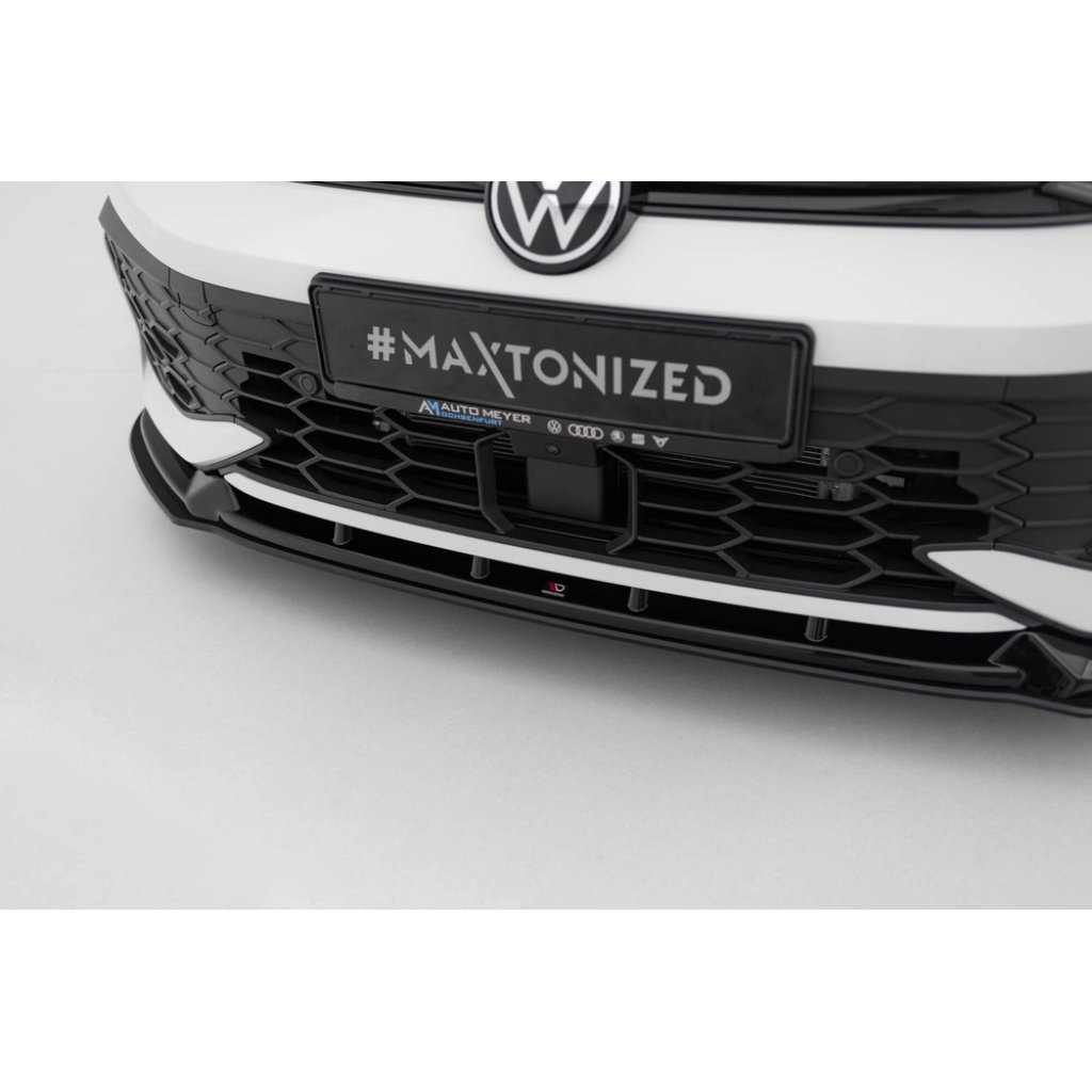 Maxton Design "Street Pro" spoiler pod přední nárazník ver.2 pro Volkswagen Golf R-Line Mk8 Facelift, plast ABS bez povrchové úpravy, s černou a červenou linkou