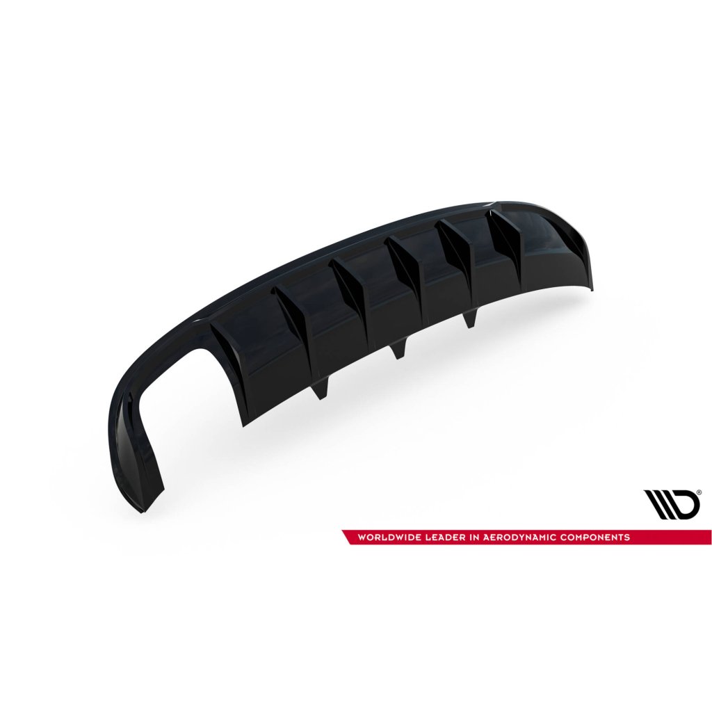 Maxton Design vložka zadního nárazníku pro Audi A4 B8, černý lesklý plast ABS, S-Line Sedan / S-Line Avant, verze s dvojitou koncovkou na jedné straně