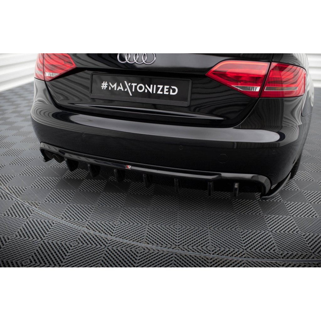 Maxton Design vložka zadního nárazníku pro Audi A4 B8, černý lesklý plast ABS, Sedan/Avant, verze s dvojitou koncovkou na jedné straně