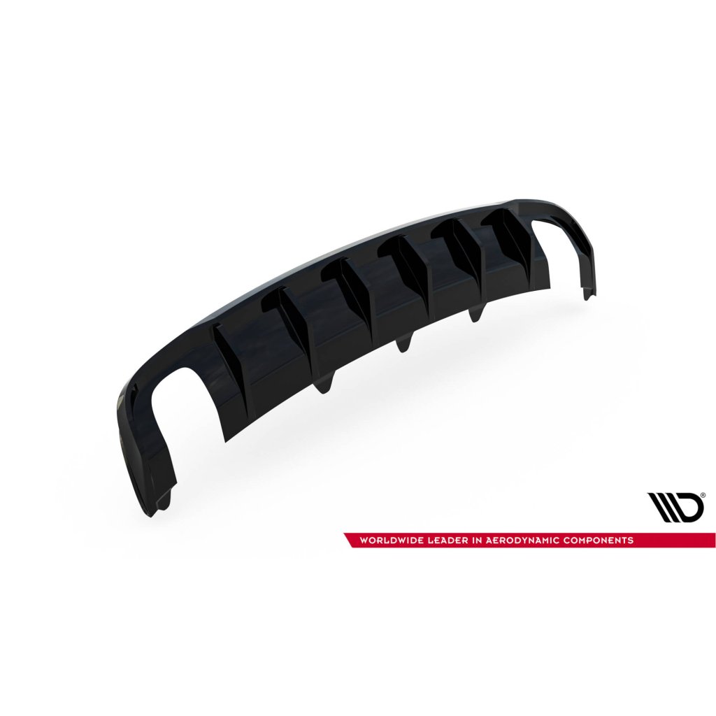 Maxton Design vložka zadního nárazníku pro Audi A4 B8 FL, černý lesklý plast ABS, Sedan / Avant, verze s jednoduchými výfuky na obou stranách
