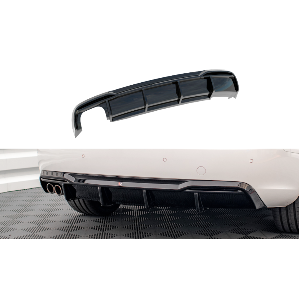 Maxton Design vložka zadního nárazníku pro Audi A5 8T FL, černý lesklý plast ABS, Coupe, s dvojitou koncovkou vlevo