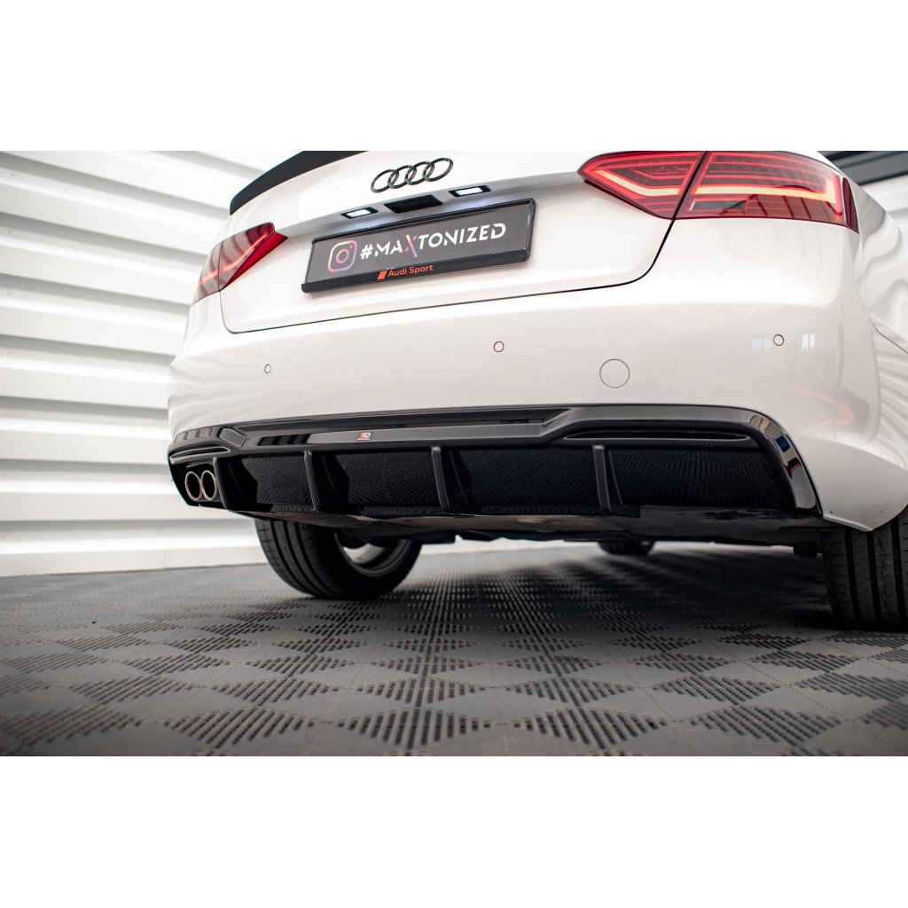 Maxton Design vložka zadního nárazníku pro Audi A5 8T FL, černý lesklý plast ABS, Coupe, s dvojitou koncovkou vlevo