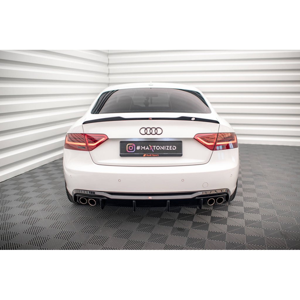 Maxton Design vložka zadního nárazníku pro Audi A5 8T FL, černý lesklý plast ABS, Coupe / Sportback, verze s dvojitými koncovkami na obou stranách