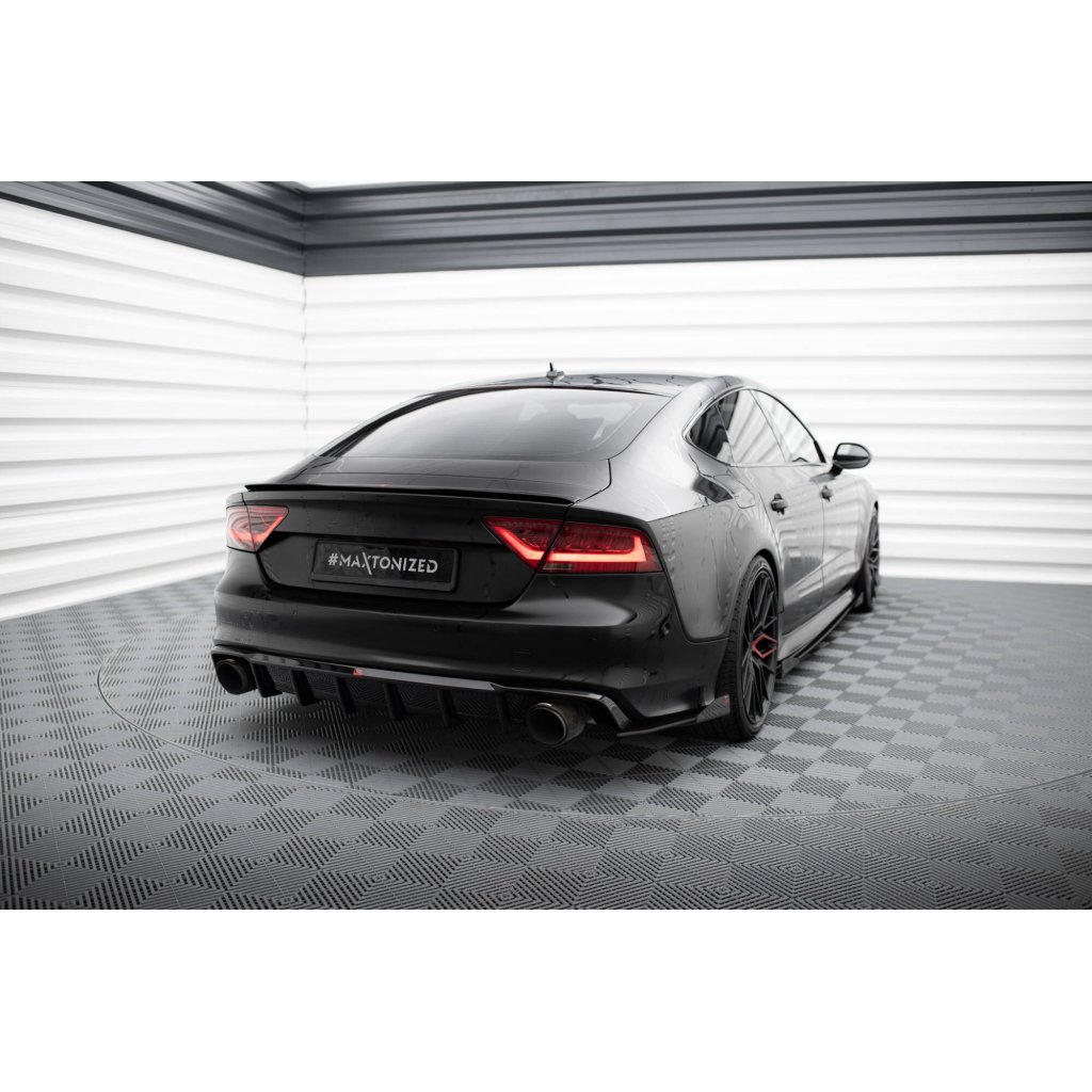 Maxton Design vložka zadního nárazníku pro Audi A7 C7, černý lesklý plast ABS, S-Line