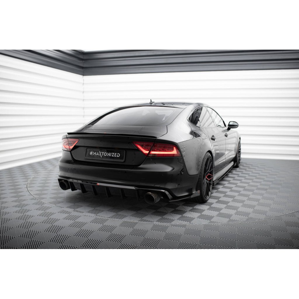 Maxton Design vložka zadního nárazníku pro Audi A7 C7, černý lesklý plast ABS, S-Line