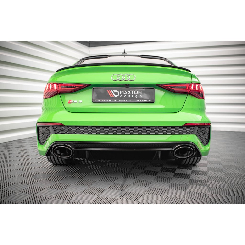 Maxton Design vložka zadního nárazníku pro Audi RS3 8Y, černý lesklý plast ABS, Sedan / Sportback