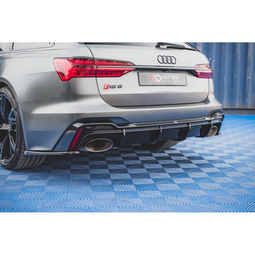 Maxton Design vložka zadního nárazníku pro Audi RS7 C8, černý lesklý plast ABS, verze pro tažné zařízení