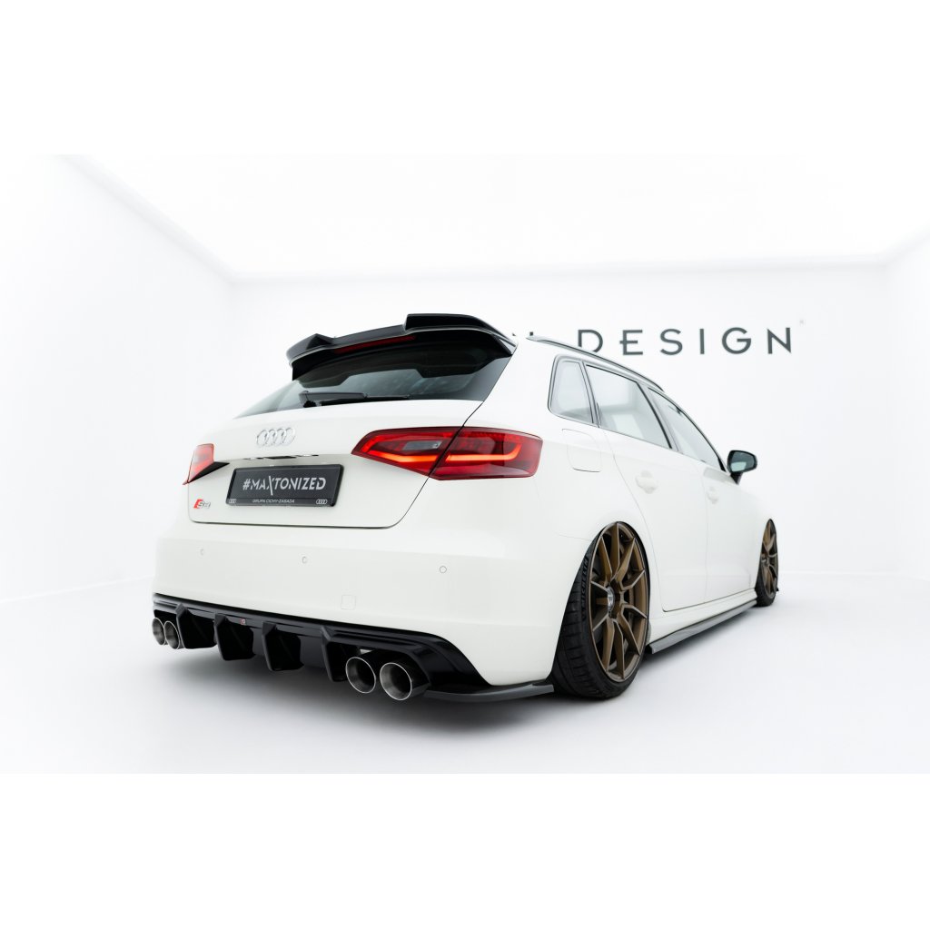 Maxton Design vložka zadního nárazníku pro Audi S3 8V, černý lesklý plast ABS, Sportback