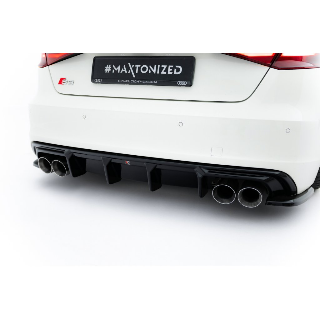 Maxton Design vložka zadního nárazníku pro Audi S3 8V, černý lesklý plast ABS, Sportback