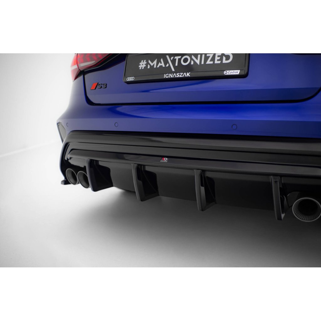 Maxton Design vložka zadního nárazníku pro Audi S3 8Y Facelift, černý lesklý plast ABS