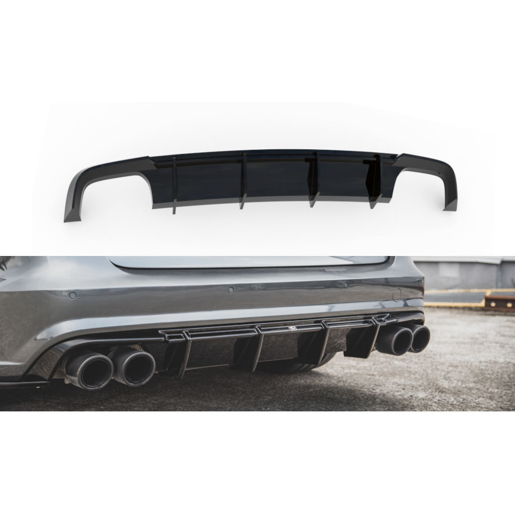 Maxton Design vložka zadního nárazníku pro Audi S6 C7 FL, černý lesklý plast ABS