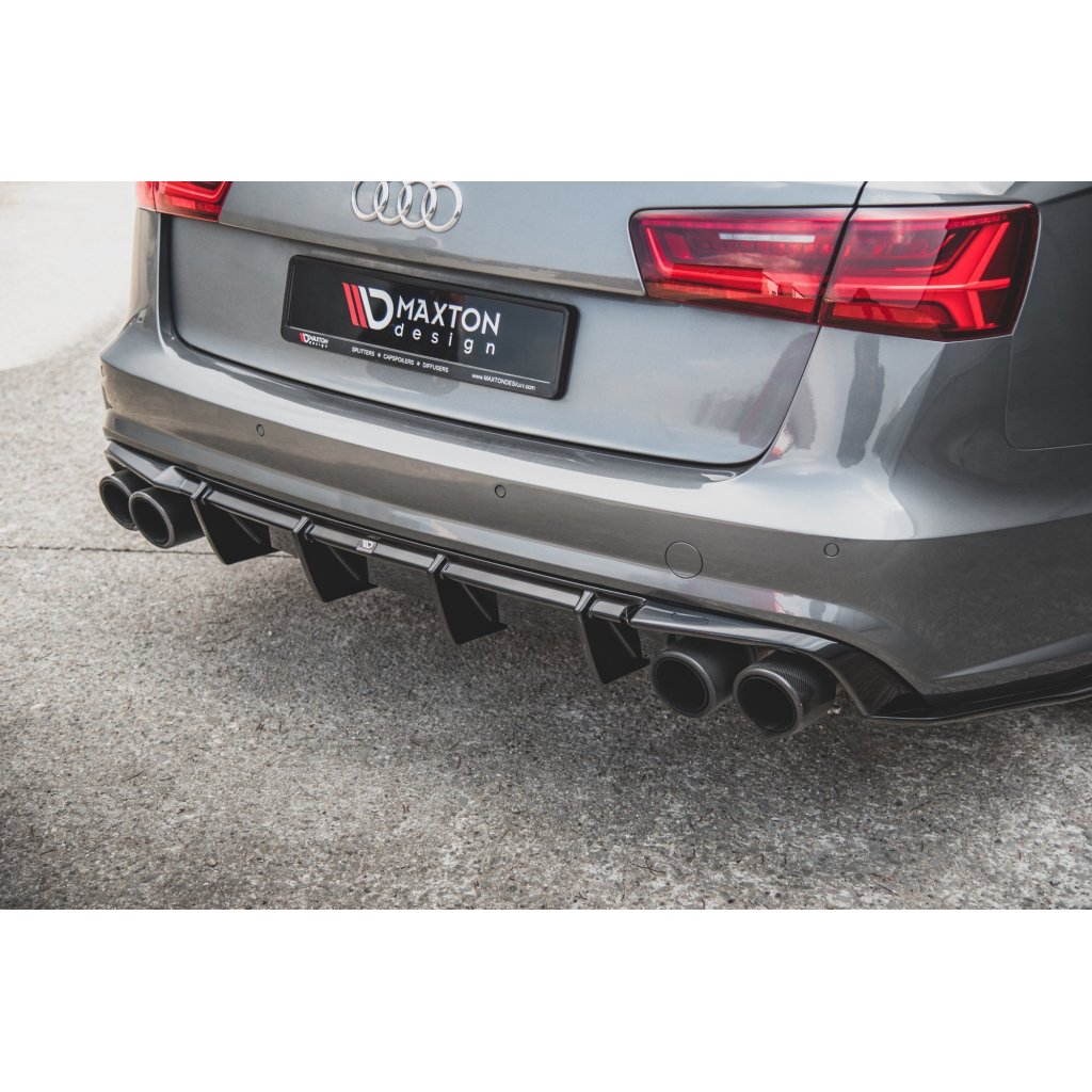 Maxton Design vložka zadního nárazníku pro Audi S6 C7 FL, černý lesklý plast ABS