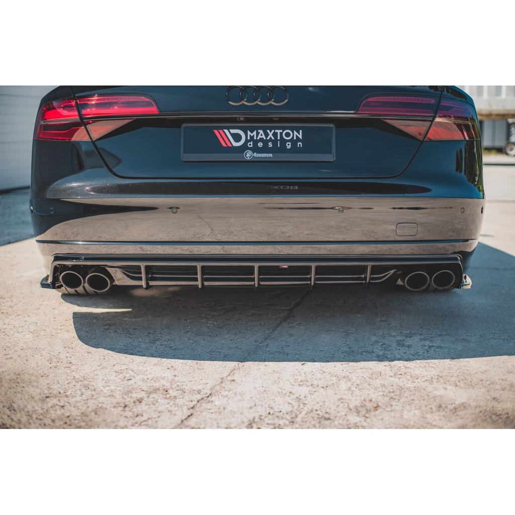 Maxton Design vložka zadního nárazníku pro Audi S8 D4 FL, černý lesklý plast ABS