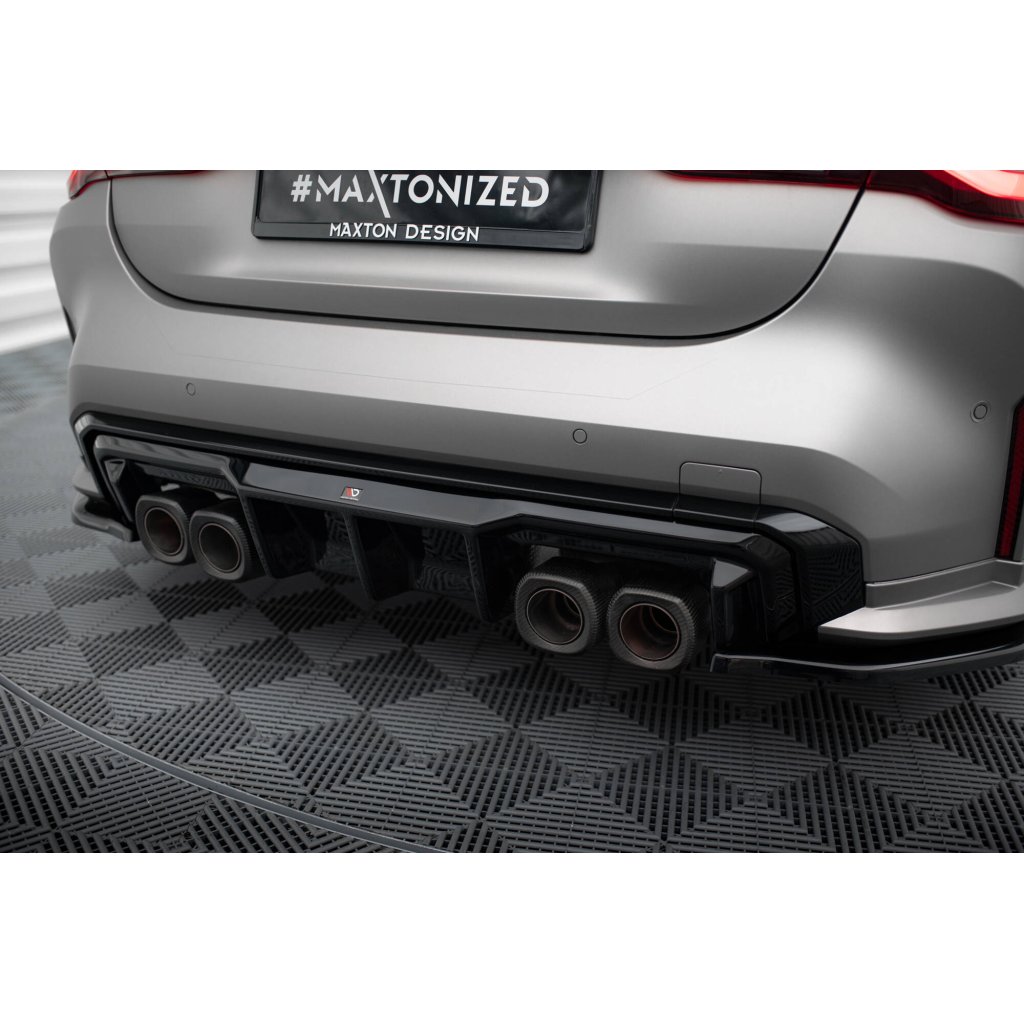 Maxton Design vložka zadního nárazníku pro BMW M3 G80, G81, černý lesklý plast ABS, Sedan/Touring