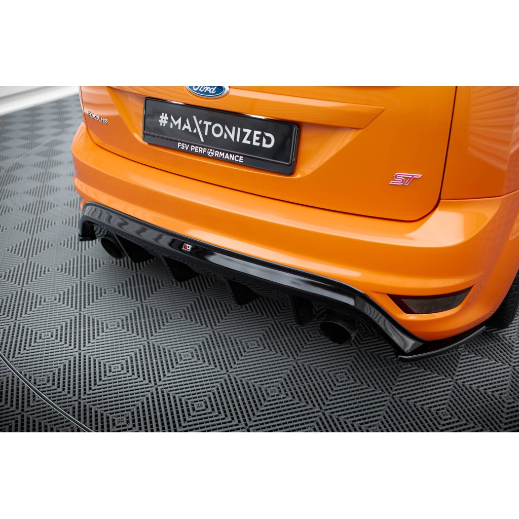 Maxton Design vložka zadního nárazníku pro Ford Focus ST Mk2 Facelift, černý lesklý plast ABS