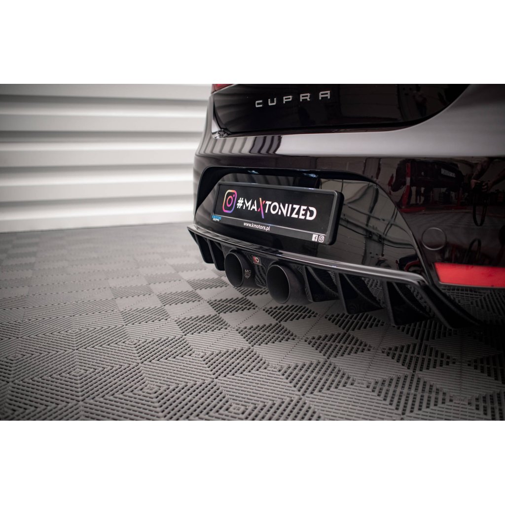 Maxton Design vložka zadního nárazníku pro Seat Leon Cupra Mk2, černý lesklý plast ABS