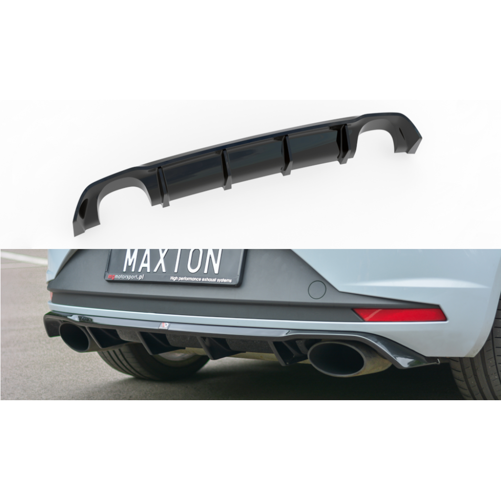 Maxton Design vložka zadního nárazníku pro Seat Leon Cupra Mk3, černý lesklý plast ABS