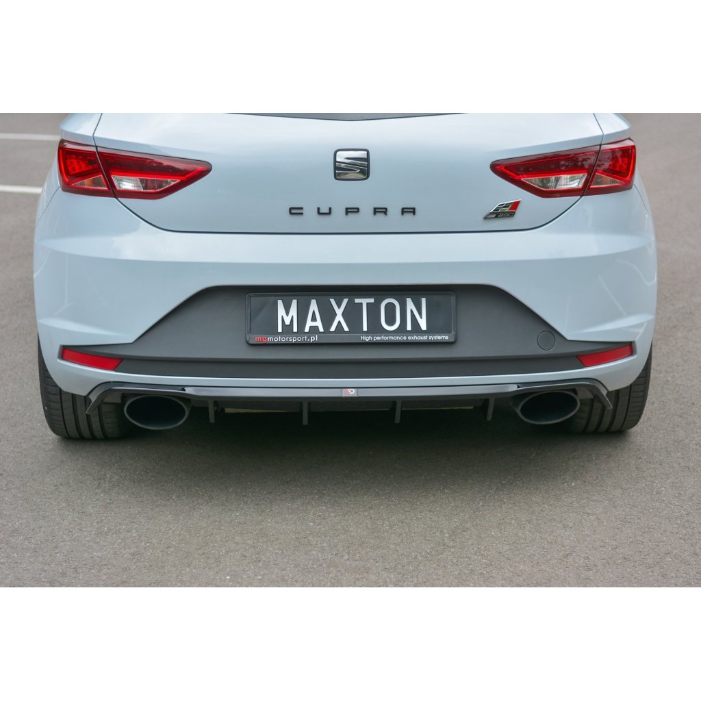 Maxton Design vložka zadního nárazníku pro Seat Leon Cupra Mk3, černý lesklý plast ABS