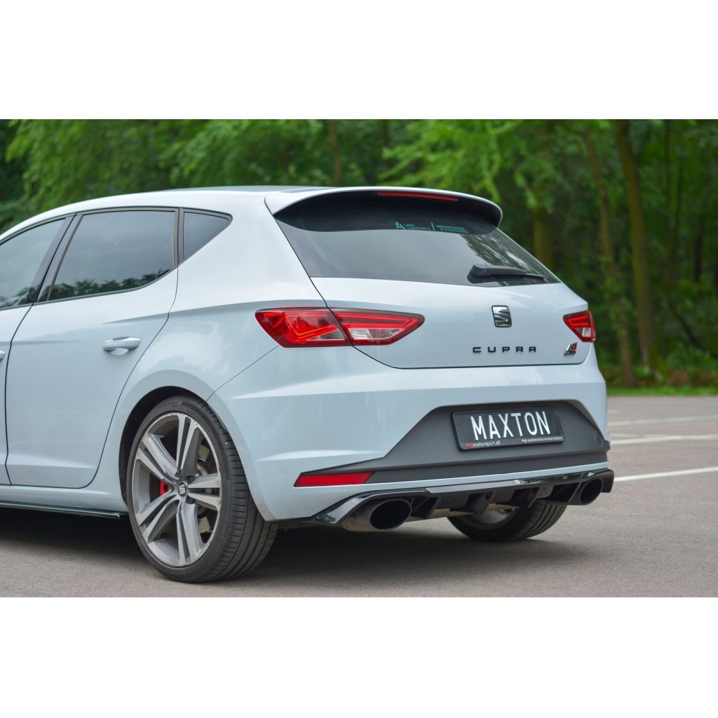Maxton Design vložka zadního nárazníku pro Seat Leon Cupra Mk3, černý lesklý plast ABS