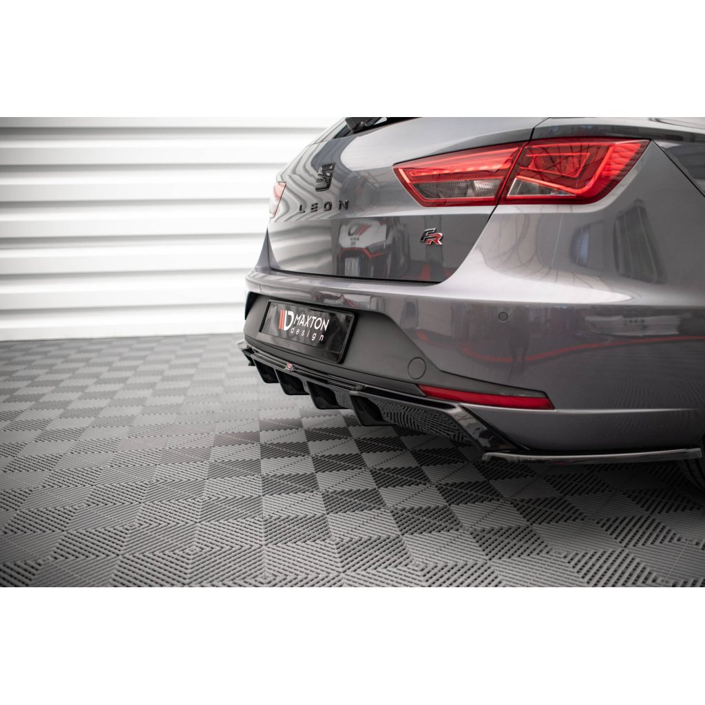 Maxton Design vložka zadního nárazníku pro Seat Leon FR Mk3, černý lesklý plast ABS, Sportstourer