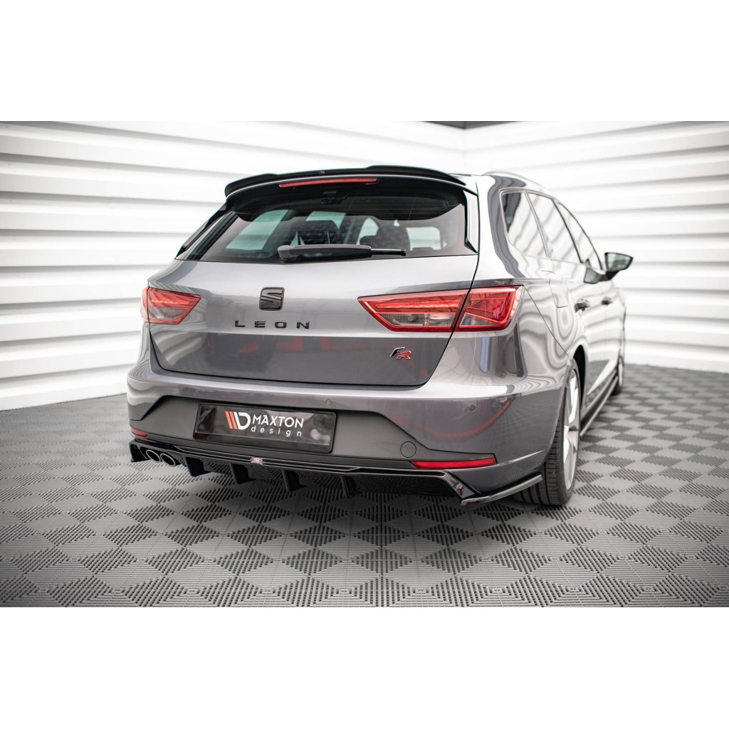 Maxton Design vložka zadního nárazníku pro Seat Leon FR Mk3, černý lesklý plast ABS, Sportstourer