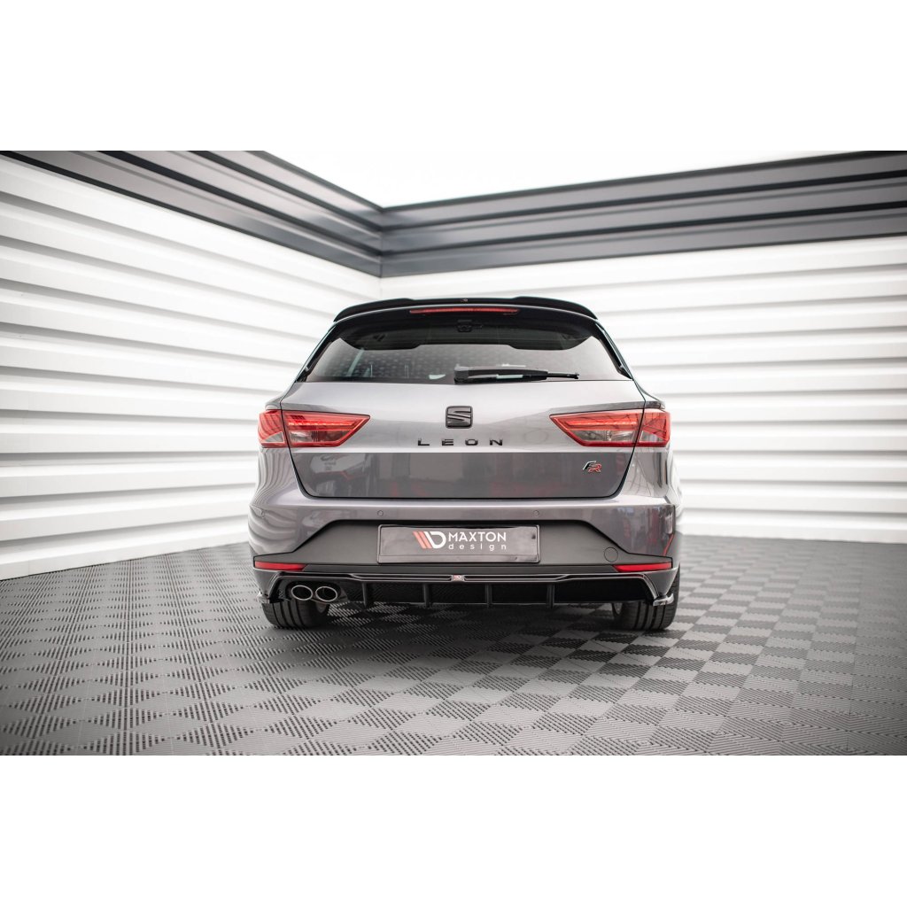 Maxton Design vložka zadního nárazníku pro Seat Leon FR Mk3, černý lesklý plast ABS, Sportstourer