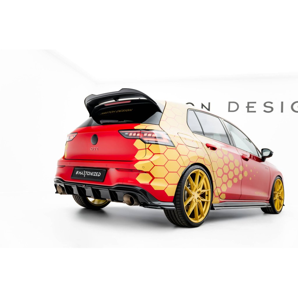 Maxton Design vložka zadního nárazníku pro Volkswagen Golf GTI Mk8, černý lesklý plast ABS, Clubsport