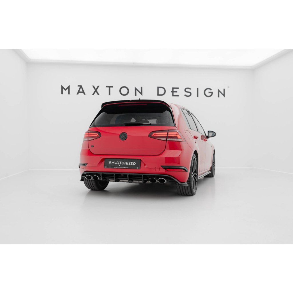 Maxton Design vložka zadního nárazníku pro Volkswagen Golf R Mk7 Facelift, černý lesklý plast ABS, Hatchback