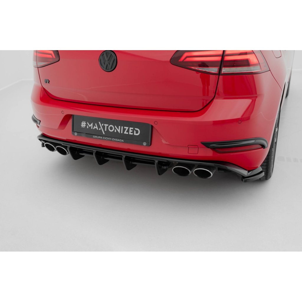 Maxton Design vložka zadního nárazníku pro Volkswagen Golf R Mk7 Facelift, černý lesklý plast ABS, Hatchback
