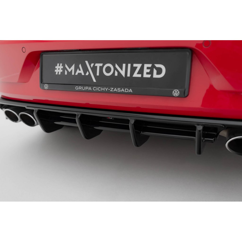 Maxton Design vložka zadního nárazníku pro Volkswagen Golf R Mk7 Facelift, černý lesklý plast ABS, Hatchback