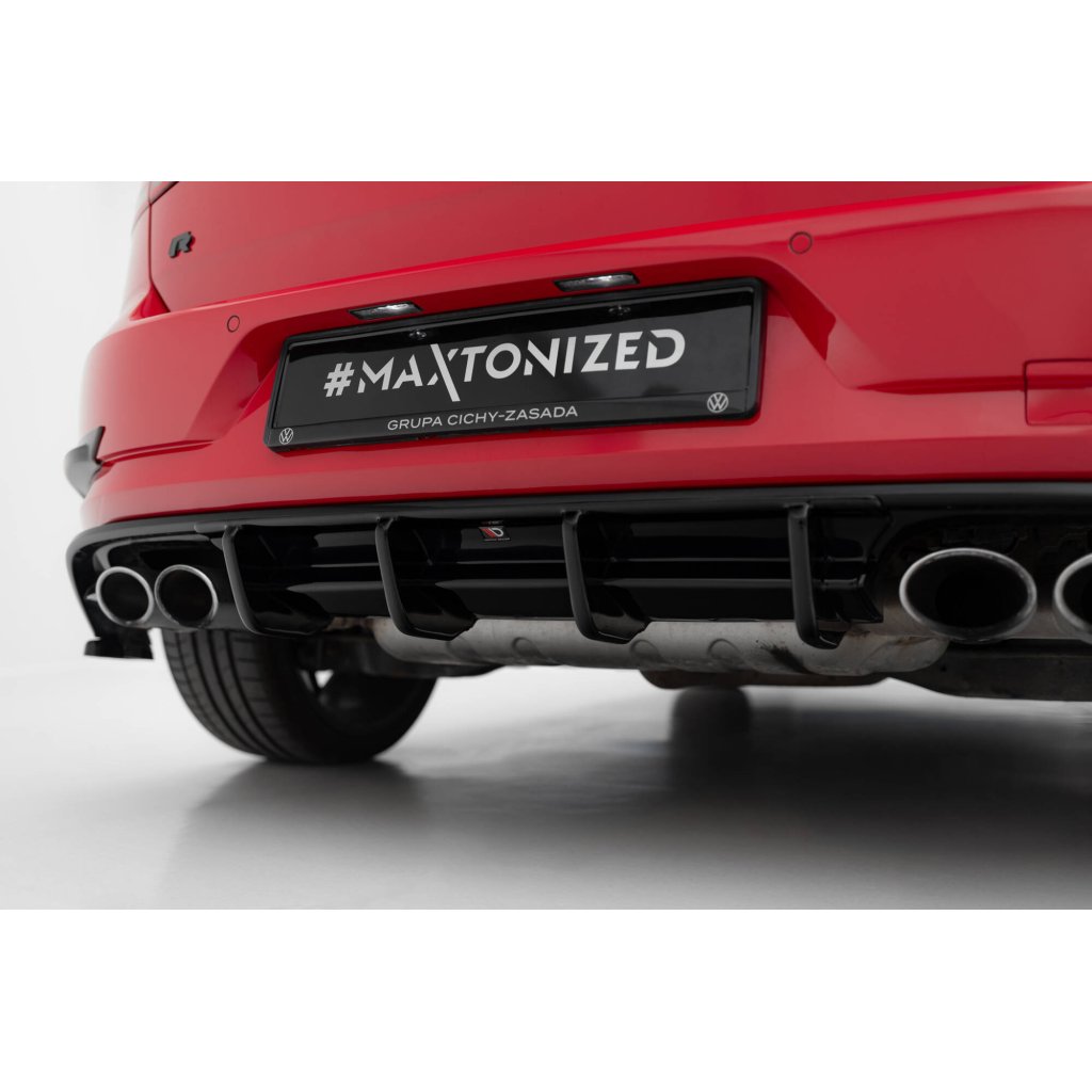 Maxton Design vložka zadního nárazníku pro Volkswagen Golf R Mk7 Facelift, černý lesklý plast ABS, Hatchback