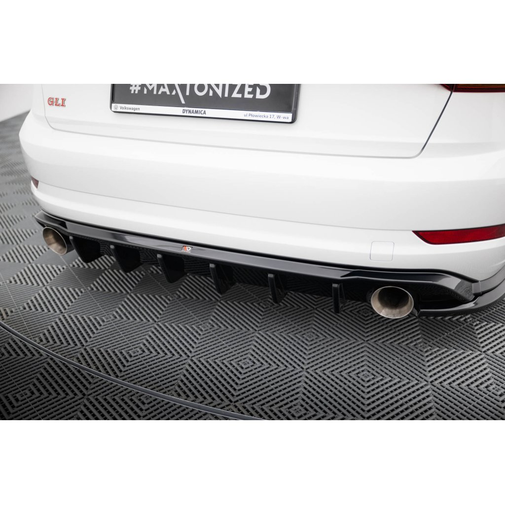 Maxton Design vložka zadního nárazníku pro Volkswagen Jetta Mk7 GLI, černý lesklý plast ABS