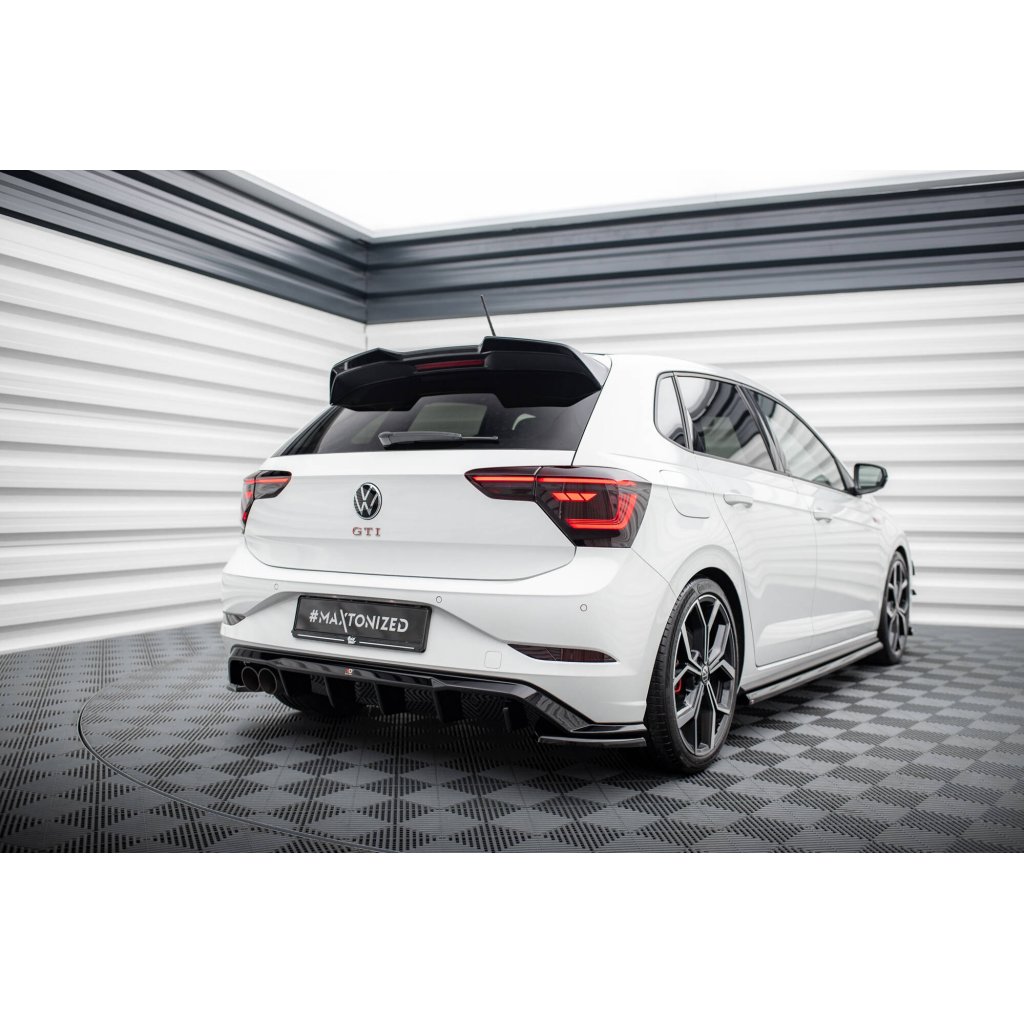 Maxton Design vložka zadního nárazníku pro Volkswagen Polo GTI Mk6 Facelift, černý lesklý plast ABS