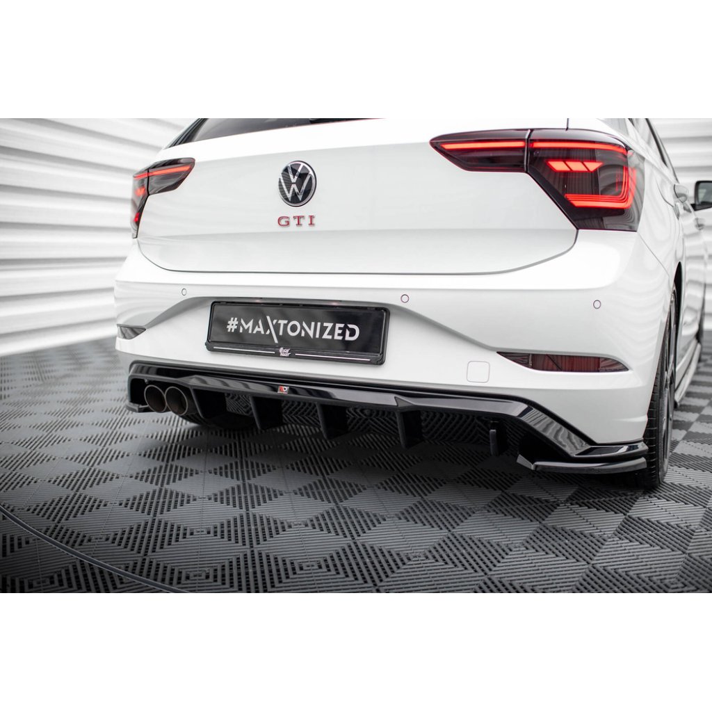 Maxton Design vložka zadního nárazníku pro Volkswagen Polo GTI Mk6 Facelift, černý lesklý plast ABS