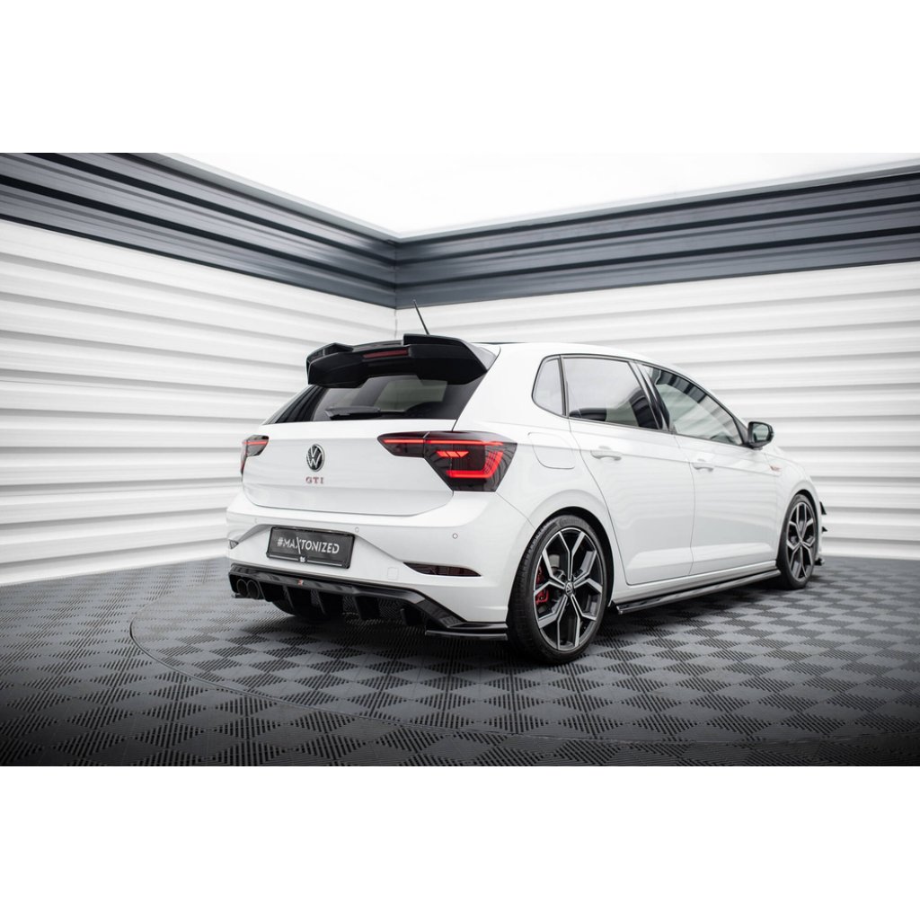 Maxton Design vložka zadního nárazníku pro Volkswagen Polo GTI Mk6 Facelift, černý lesklý plast ABS