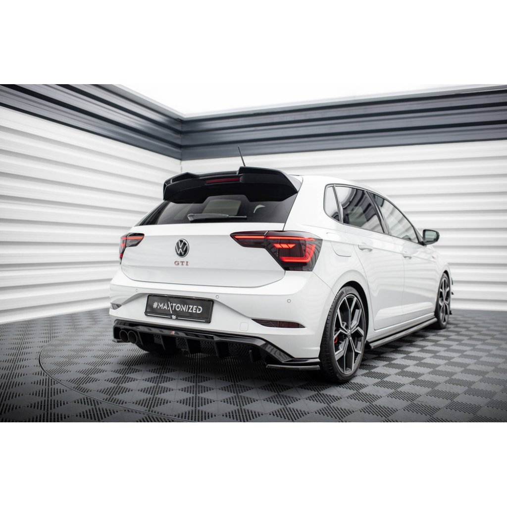Maxton Design vložka zadního nárazníku pro Volkswagen Polo GTI Mk6 Facelift, černý lesklý plast ABS