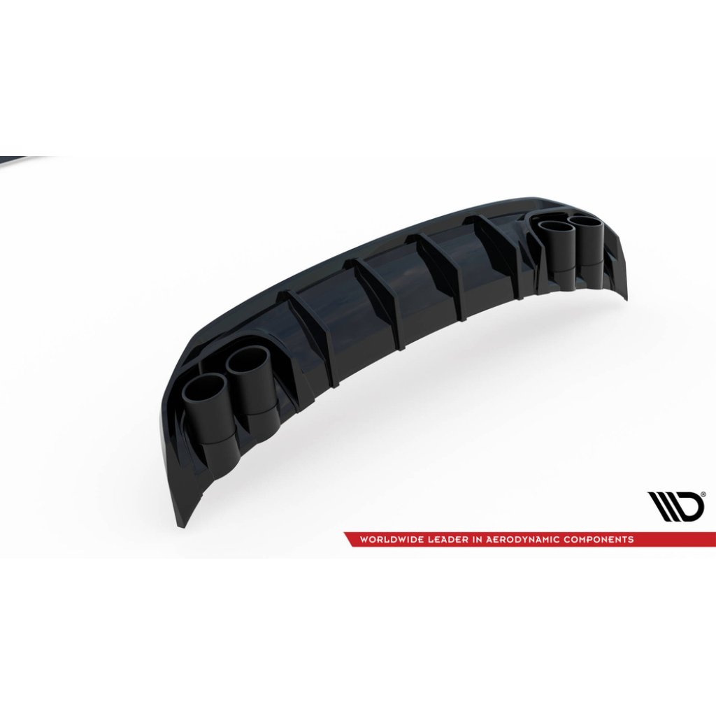 Maxton Design vložka zadního nárazníku s chromovými imitacemi koncovek výfuku pro Audi A3 8Y, černý lesklý plast ABS, S-Line Sedan