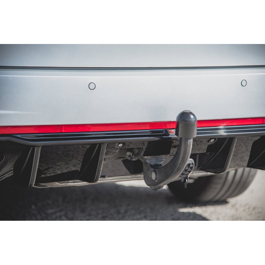 Maxton Design vložka zadního nárazníku ver.2 pro Škoda Octavia RS Mk3, černý lesklý plast ABS, pro dieselové motory