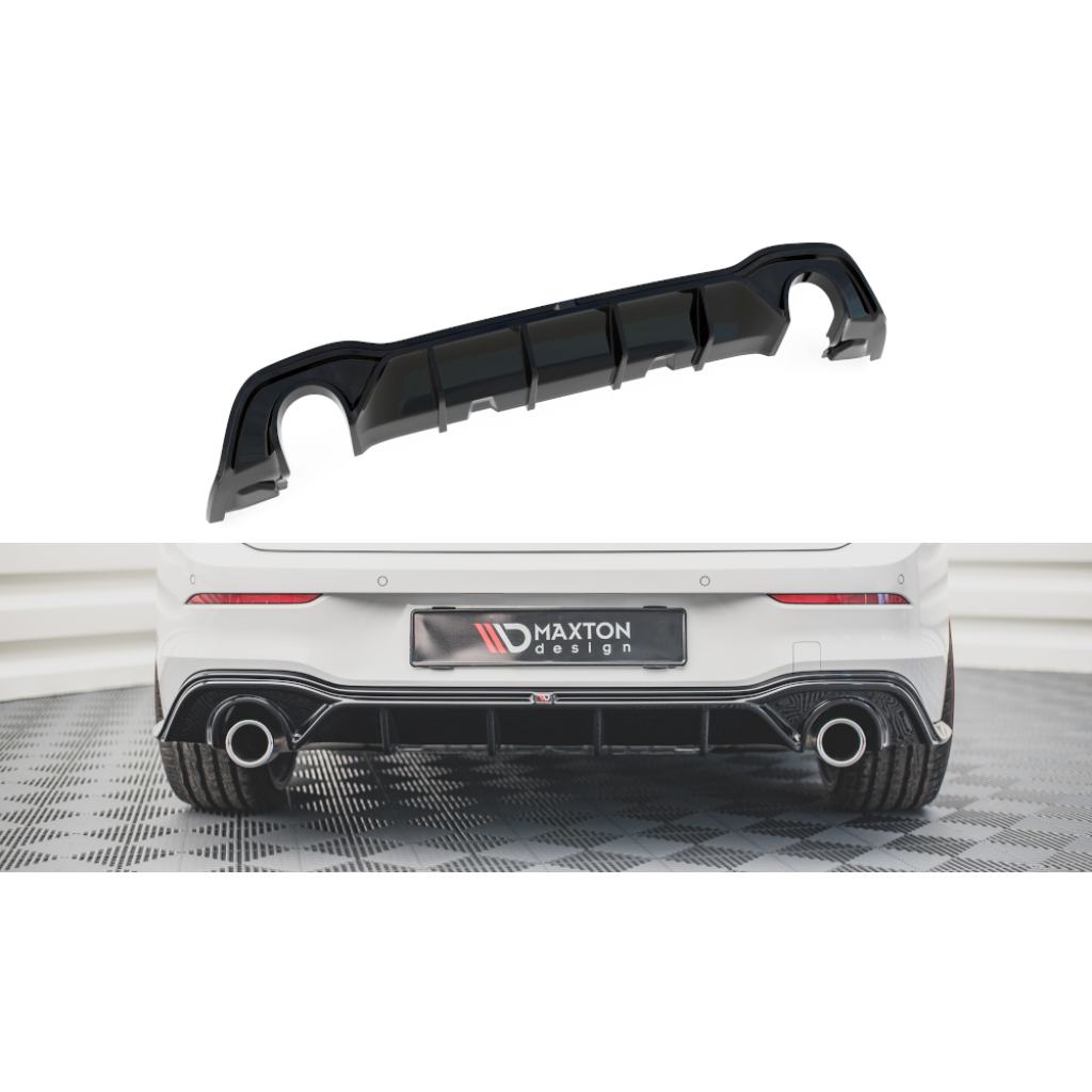 Maxton Design vložka zadního nárazníku ver.2 pro Volkswagen Golf GTI Mk8, černý lesklý plast ABS