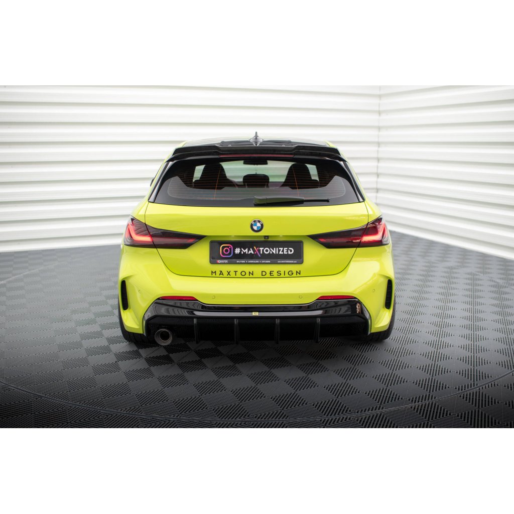Maxton Design vložka zadního nárazníku ver.3 pro BMW řada 1 F40, černý lesklý plast ABS, M-Pack, s jednoduchou koncovkou na jedné straně