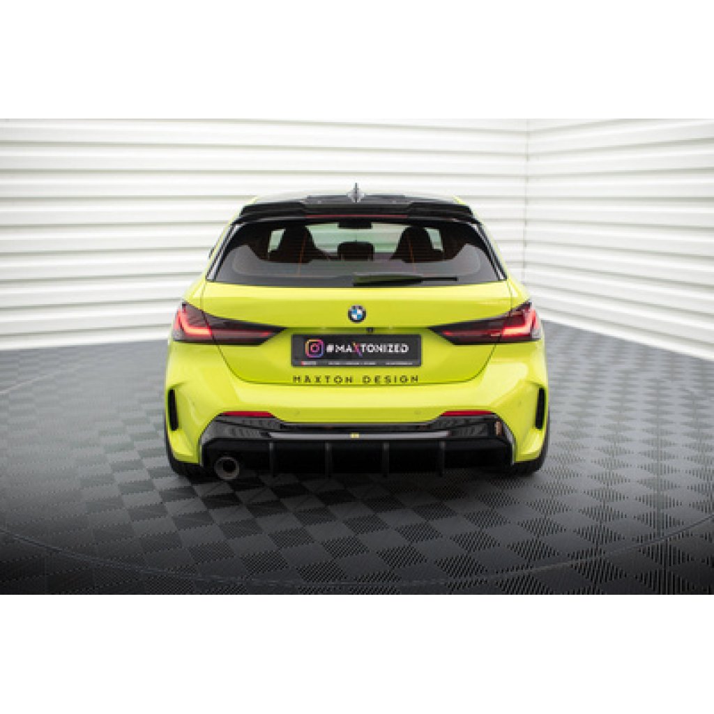 Maxton Design vložka zadního nárazníku ver.3 pro BMW řada 1 F40, černý lesklý plast ABS, M-Pack, s jednoduchou koncovkou na jedné straně