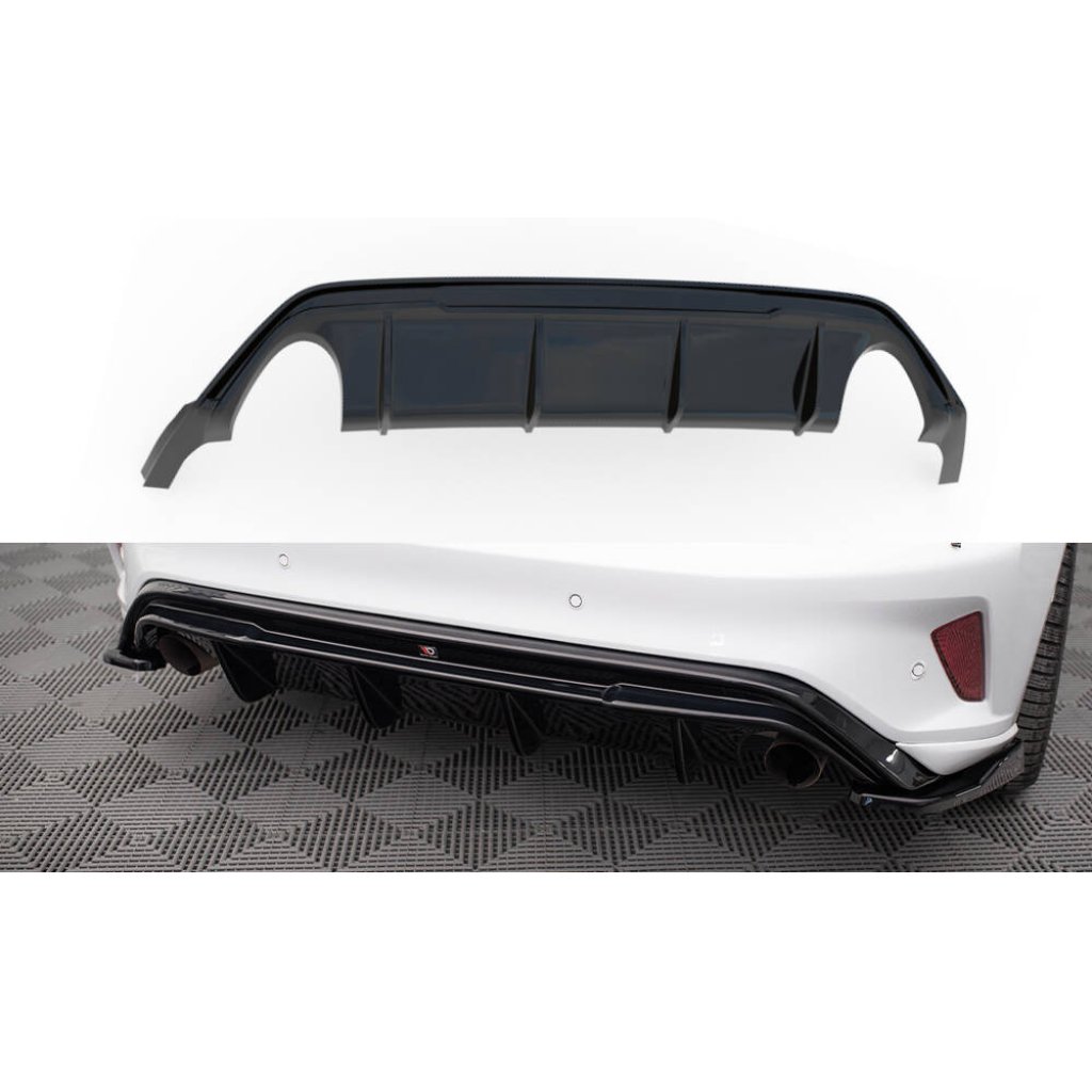 Maxton Design vložka zadního nárazníku ver.3 pro Ford Focus ST Mk4, černý lesklý plast ABS