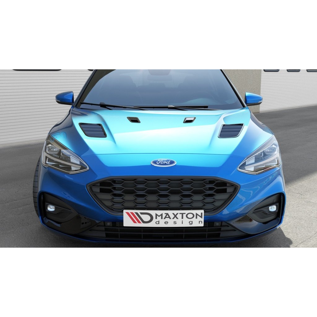 Maxton Design výdechy kapoty pro Ford Focus Mk4, černý lesklý plast ABS, velké