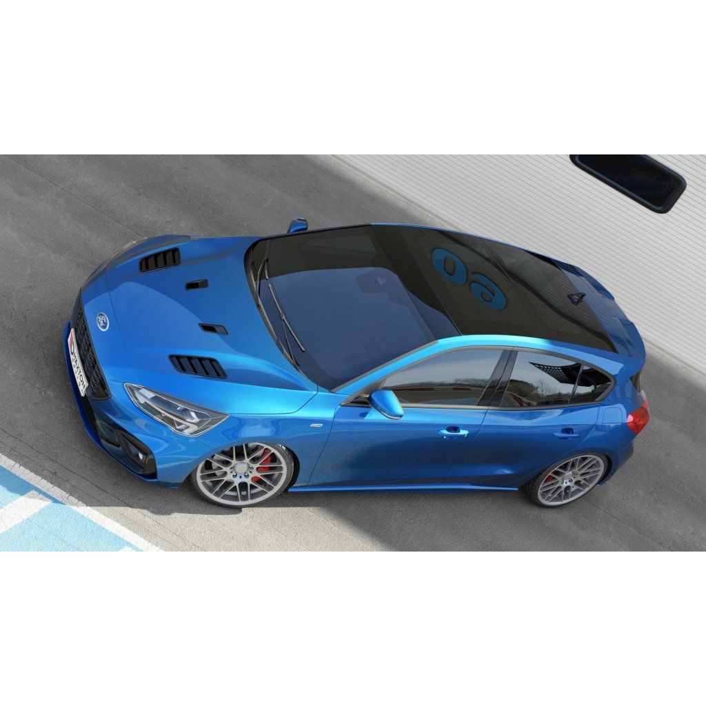 Maxton Design výdechy kapoty pro Ford Focus Mk4, černý lesklý plast ABS, velké