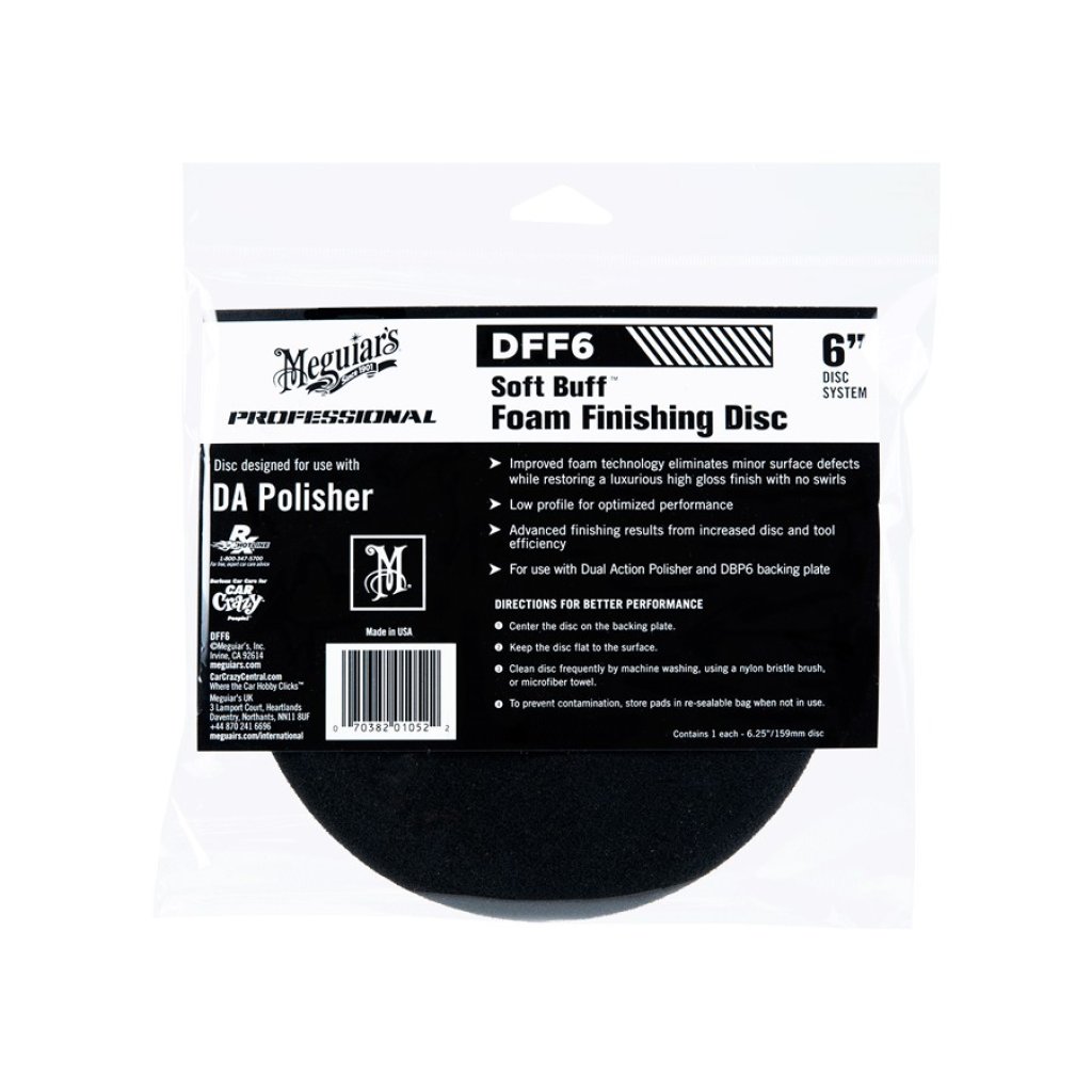 Meguiar's Soft Buff Foam Finishing Disc 6" - finišovací a voskovací kotouč pro DA leštičku (měkký), 6palcový