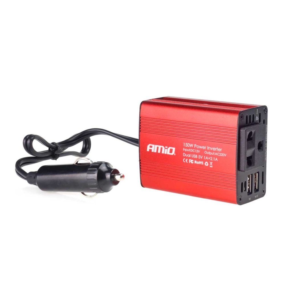 Měnič napětí AMiO 12V/230V, 150W/300W 2xUSB, 02468