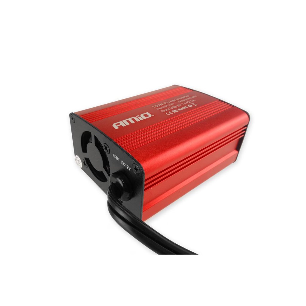 Měnič napětí AMiO 12V/230V, 150W/300W 2xUSB, 02468