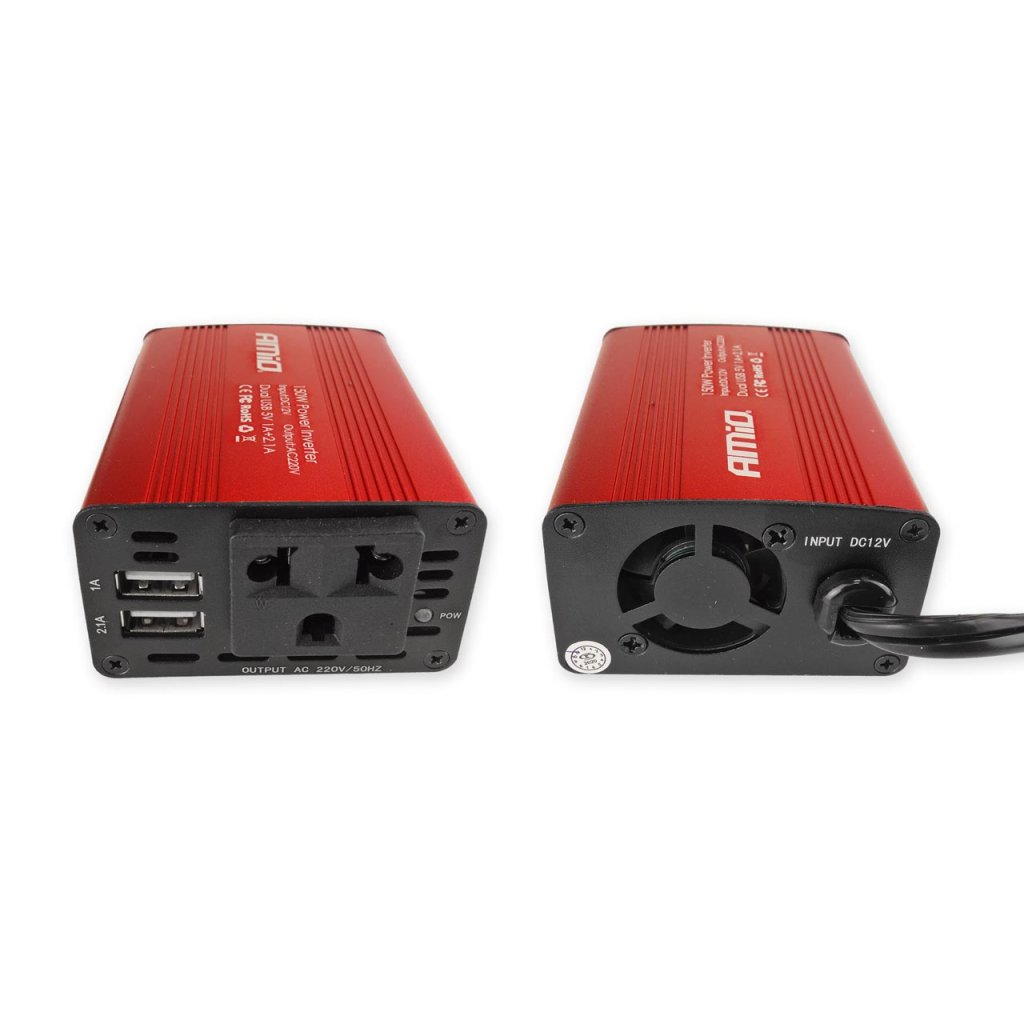 Měnič napětí AMiO 12V/230V, 150W/300W 2xUSB, 02468