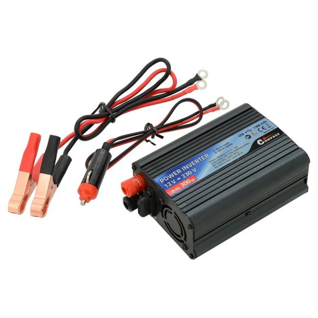 Měnič napětí z 12V na 230V, 300W + USB, 07112