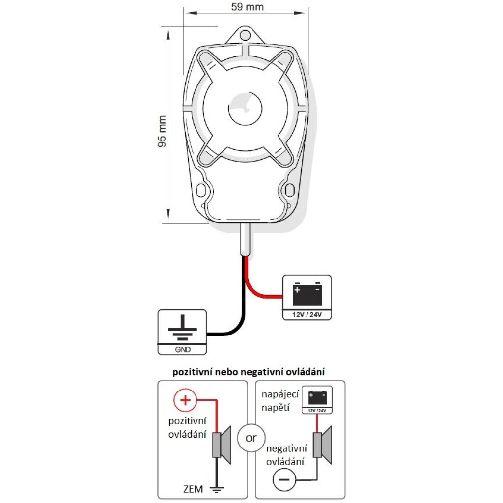Miniaturní piezo siréna TYTAN 12V